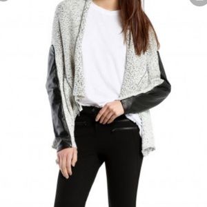 Michael stars Cardigan with leather sleeves